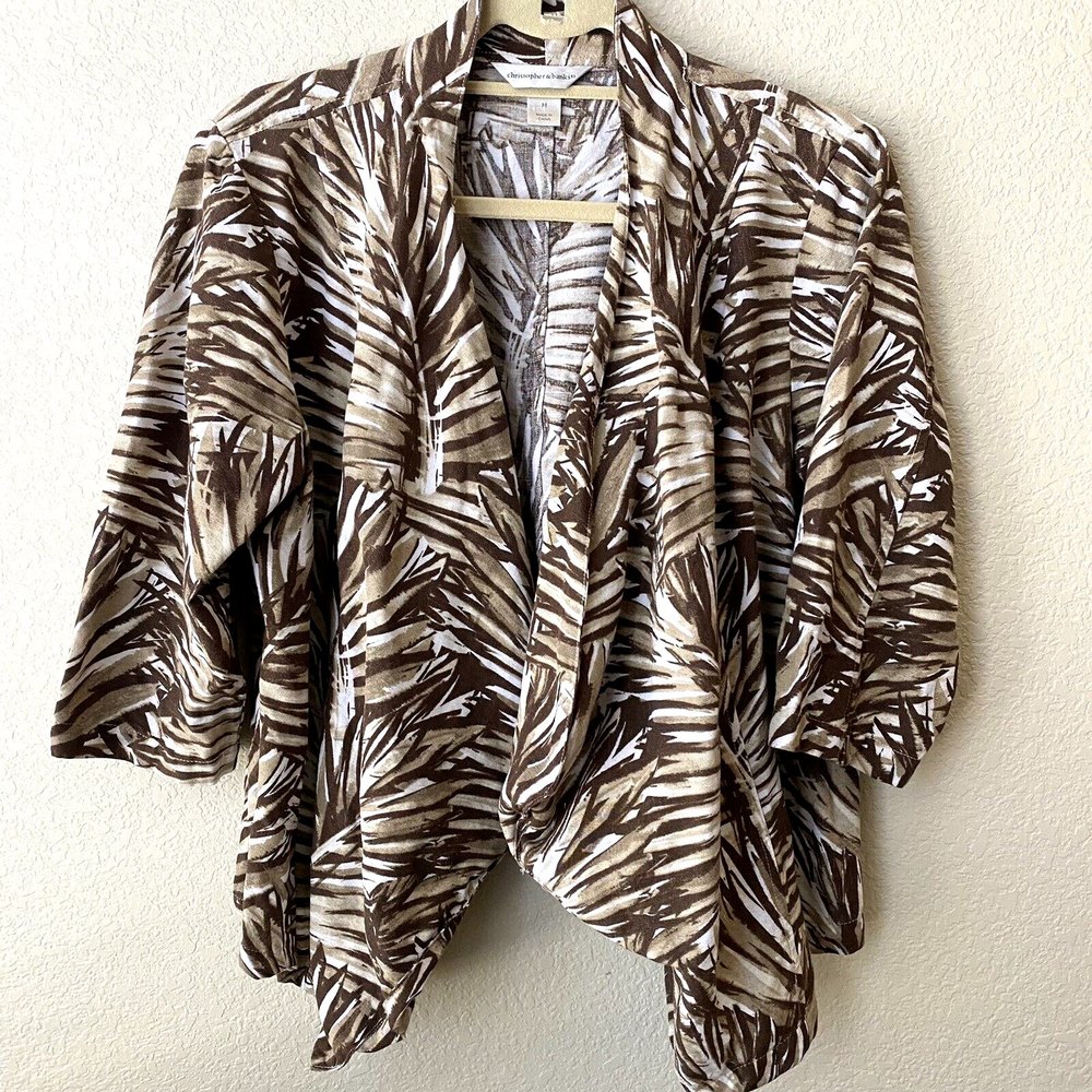 Christopher Banks Linen Blend Water Front Cardigan Size M - Picture 1 of 5